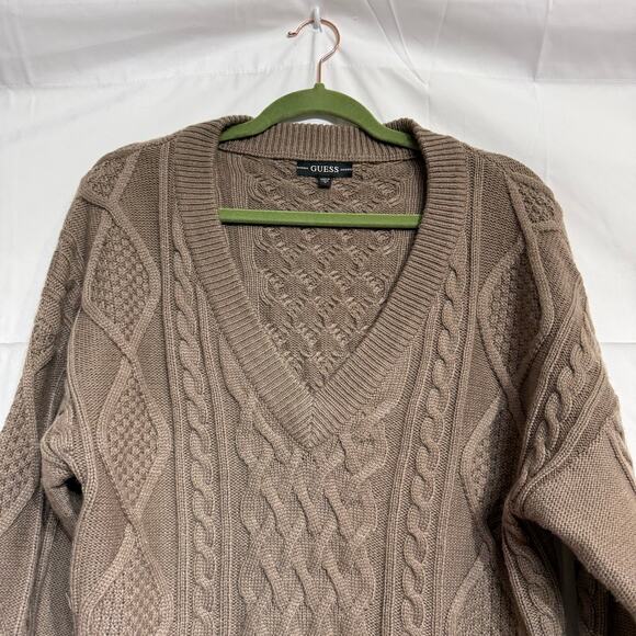 Guess Brown V-Neck Sweater Sz M - Picture 3 of 13